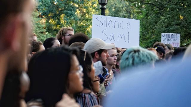 Hundreds protest at UNC-Chapel Hill Silent Sam monument; 3 arrested