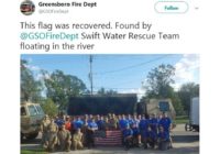 Firefighters rescue American flag found floating in river after Hurricane Florence