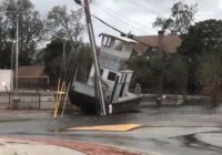 A boat wound up in the middle of downtown New Bern after Florence