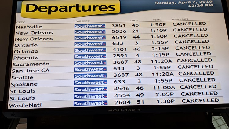 Hobby Airport cancels flights due to severe weather