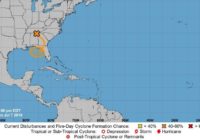 A trough of low pressure over the South may turn into a tropical storm