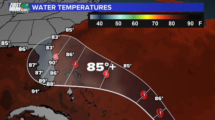 Dorian Water Temperatures August 28 2019