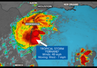 Tropical Storm Fernand moving west in the Gulf of Mexico