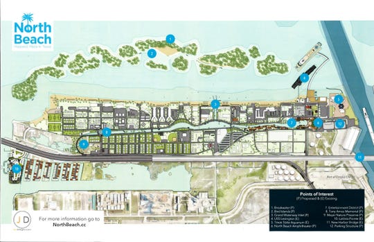 Plan for North Beach redevelopment that would include a $40 million canal and 10 bird habitat artificial islands