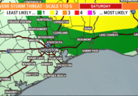 Cold front expected this afternoon. Severe weather not likely.