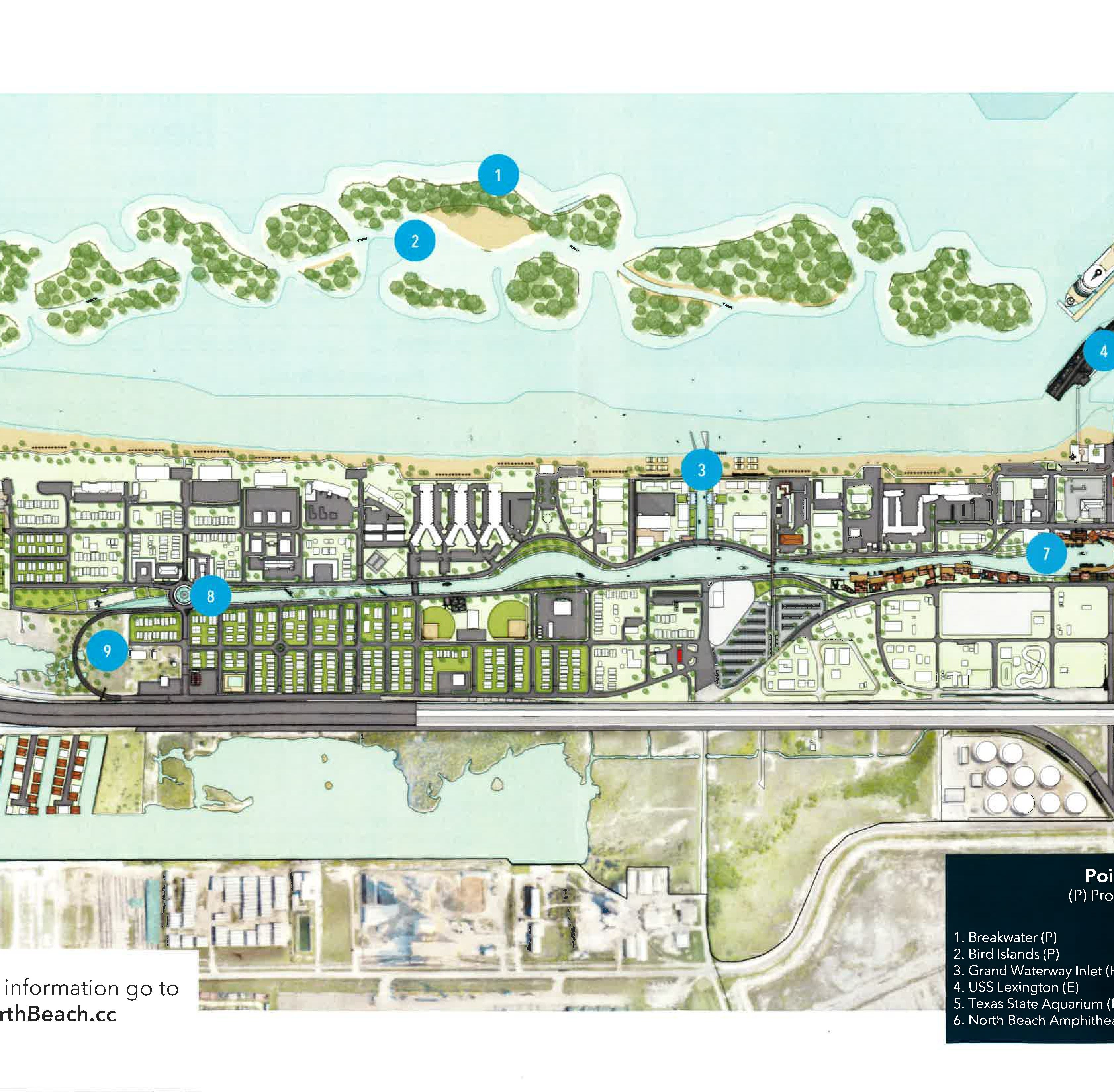 Plan for North Beach redevelopment that would include a $40 million canal and 10 bird habitat artificial islands