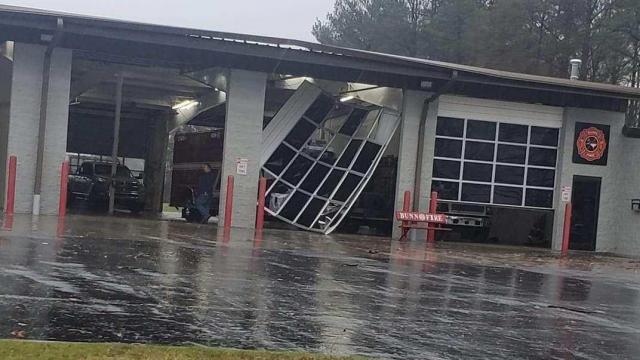 Storm damage at Bunn Fire Department