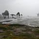 Waves crash near the marina in Port Aransas before Hurricane Hanna makes landfall.