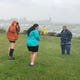 More than a dozen people stepped out of their cars to pose for pictures at Oleander Point at Cole Park as Hurricane Hanna slowly approaches the Corpus Christi-area on Saturday.