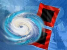 Hurricane and flags