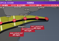 Tropics update: Tropical Storm Hanna expected to become hurricane by tomorrow's landfall