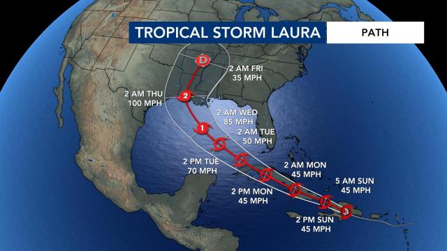 Tropical Storm Laura as of 5 a.m., August 23 