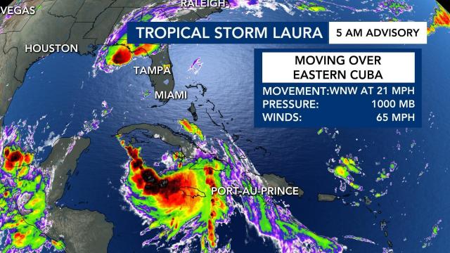 Tropical Storm Laura as of 5 a.m. Aug. 24