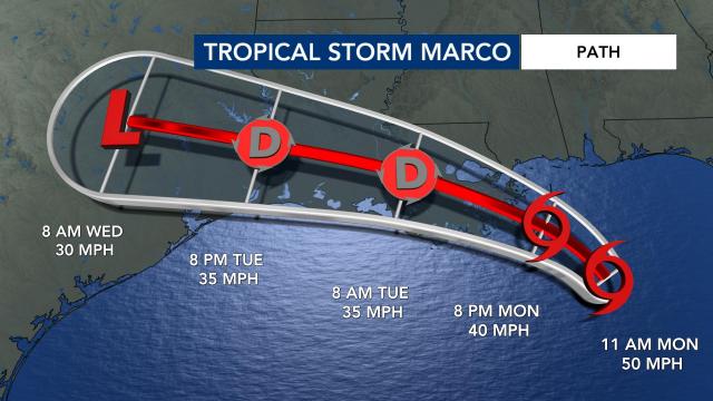 Tropical Storm Marco as of 11 a.m. Aug. 24