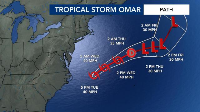 Tropical Storm Omar Path