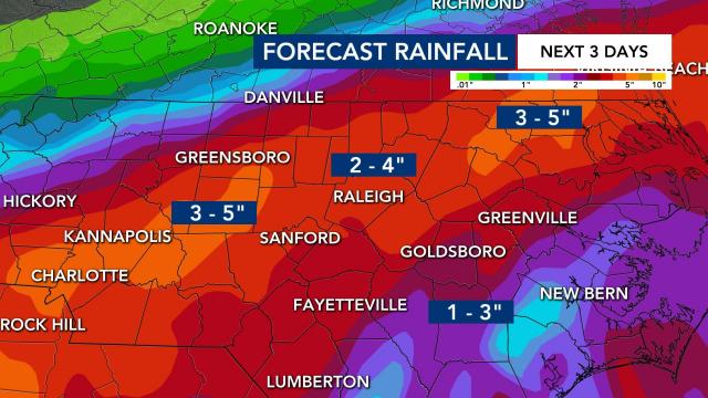 We are expecting 3 to 6 inches of rain in the state over the next three days. 