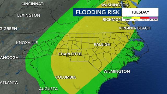 There is a medium risk for flooding in our area starting Tuesday