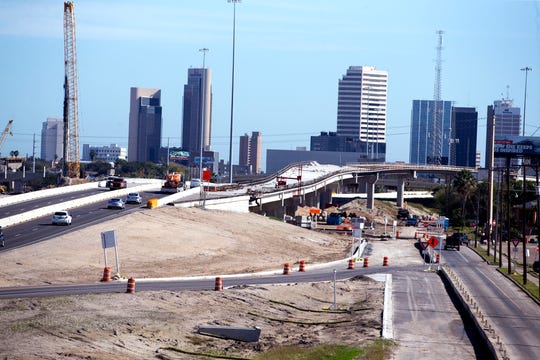 Construction continues on Interstate Highway 37, which is being redone to support the new Harbor Bridge, on December 27, 2019.