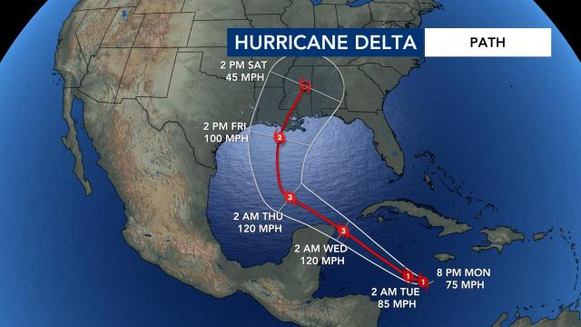 Hurricane Delta path