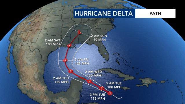 Hurricane Delta path