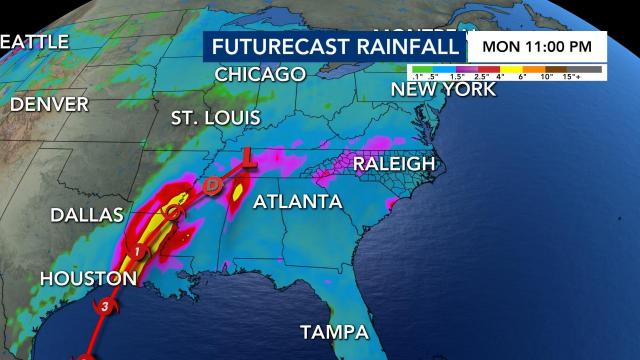 Ranfall forecast from Hurricane Delta (Oct. 8, 2020)