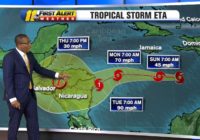 Tropical Storm Eta forms; 2020 ties the record with 2005 for most named storms in a season