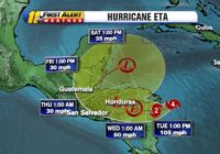 Hurricane Eta strengthens to major Category 4 storm with sustained winds of 130 mph