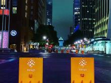 Fayetteville Street barricades ahead of weekend protests over Breonna Taylor. Photo taken 9/26, Friday night.