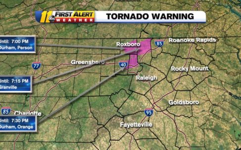 Tornado Watch issued for much of central North Carolina as storms move