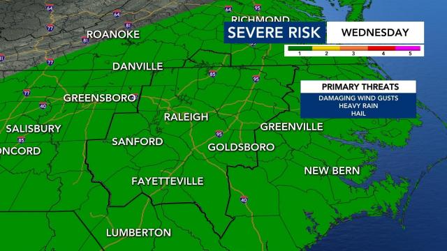 Level 1 severe weather risk for Wednesday, March 31, 2021