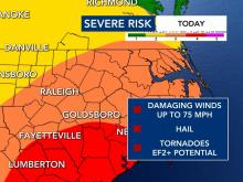 Severe weather risk updated for Thursday morning