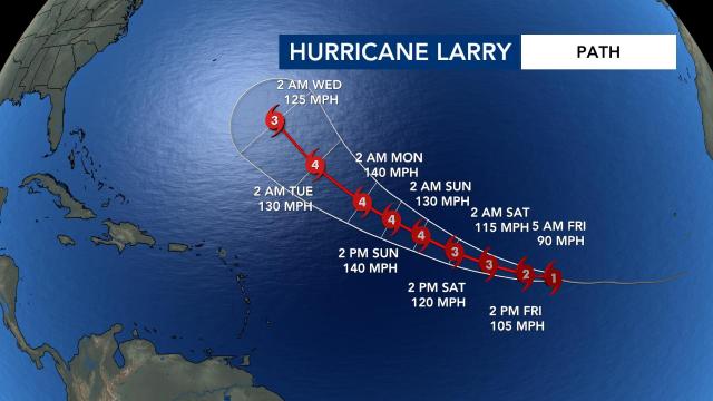 Hurricane Larry track: 5 a.m. on Sept. 3