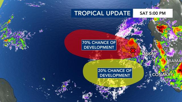 Tropical update, Saturday at 5 p.m.