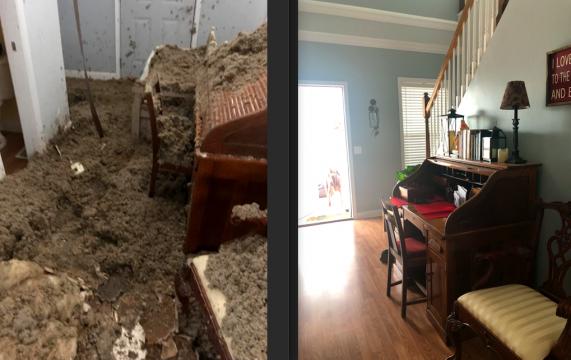 Before and after images show the damage to Greg Dail’s North Topsail Beach home