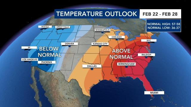 Temperature outlook for Feb. 22-28 