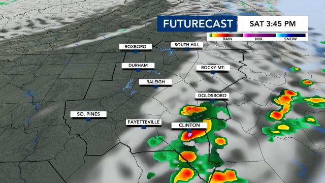 Thunderstorms will move into southeast NC around 3 p.m. 