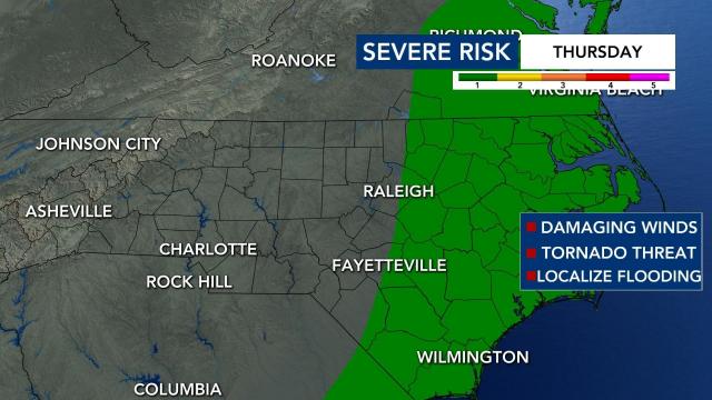 Severe weather risk for Thursday, March 24