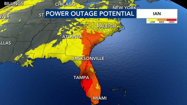 Hurricane Ian power outage potential as of Sept. 27, 2022