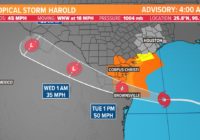 Tropical Storm Harold: Updates and path