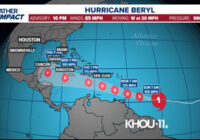 Hurricane Beryl continues track to the west, expected to rapidly strengthen