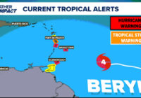 Hurricane Beryl remains a Cat. 4 storm as it continues track to the west | TD 3 forms in Bay of Campeche