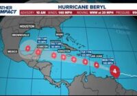 Hurricane Beryl regains Cat. 4 strength as it moves over Carriacou Island