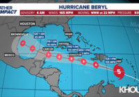 TRACKING BERYL: Cat. 5 hurricane now has winds sustained at 165 mph