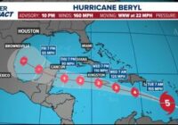 Hurricane Beryl strengthens to Cat 5 as winds reach 160 mph