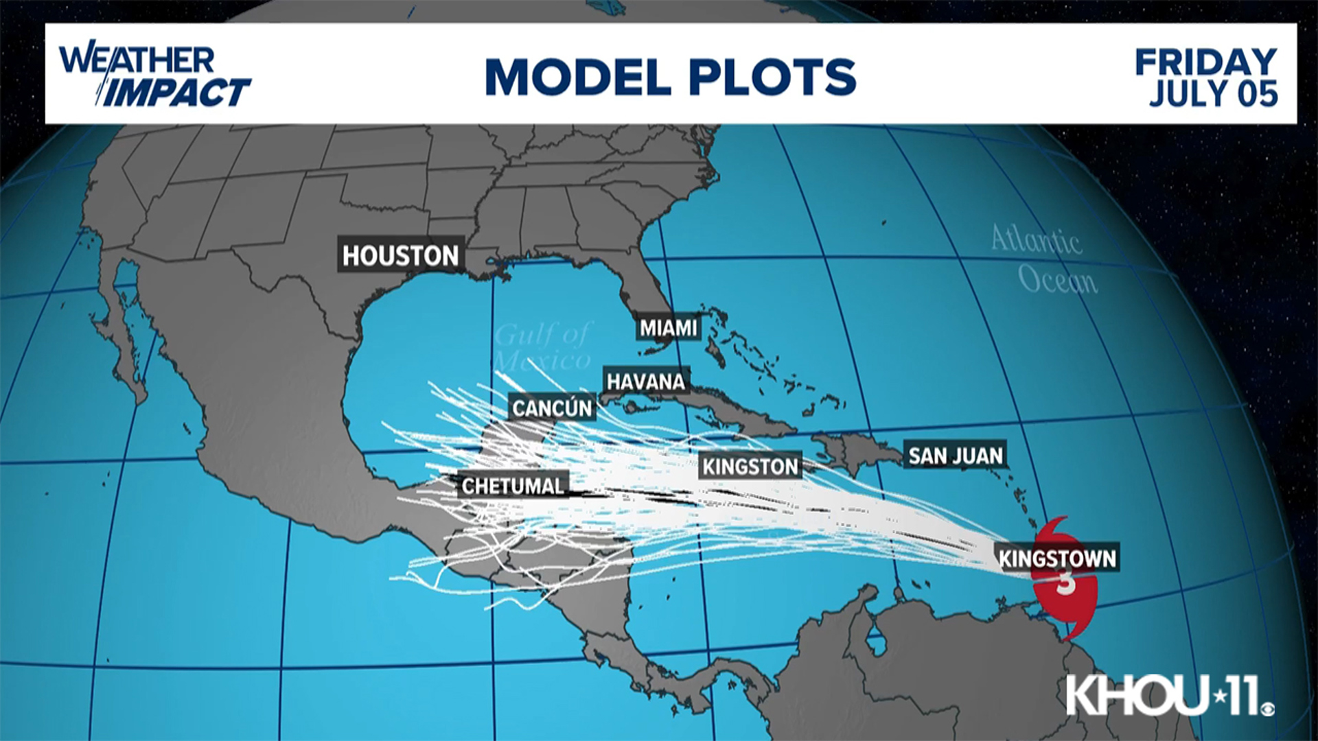 Hurricane Beryl now a Cat. 3 storm as it heads west TS Chris makes