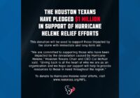 'Giving back is at the heart of who we are' | Houston Texans donate $1 million to Hurricane Helene relief efforts